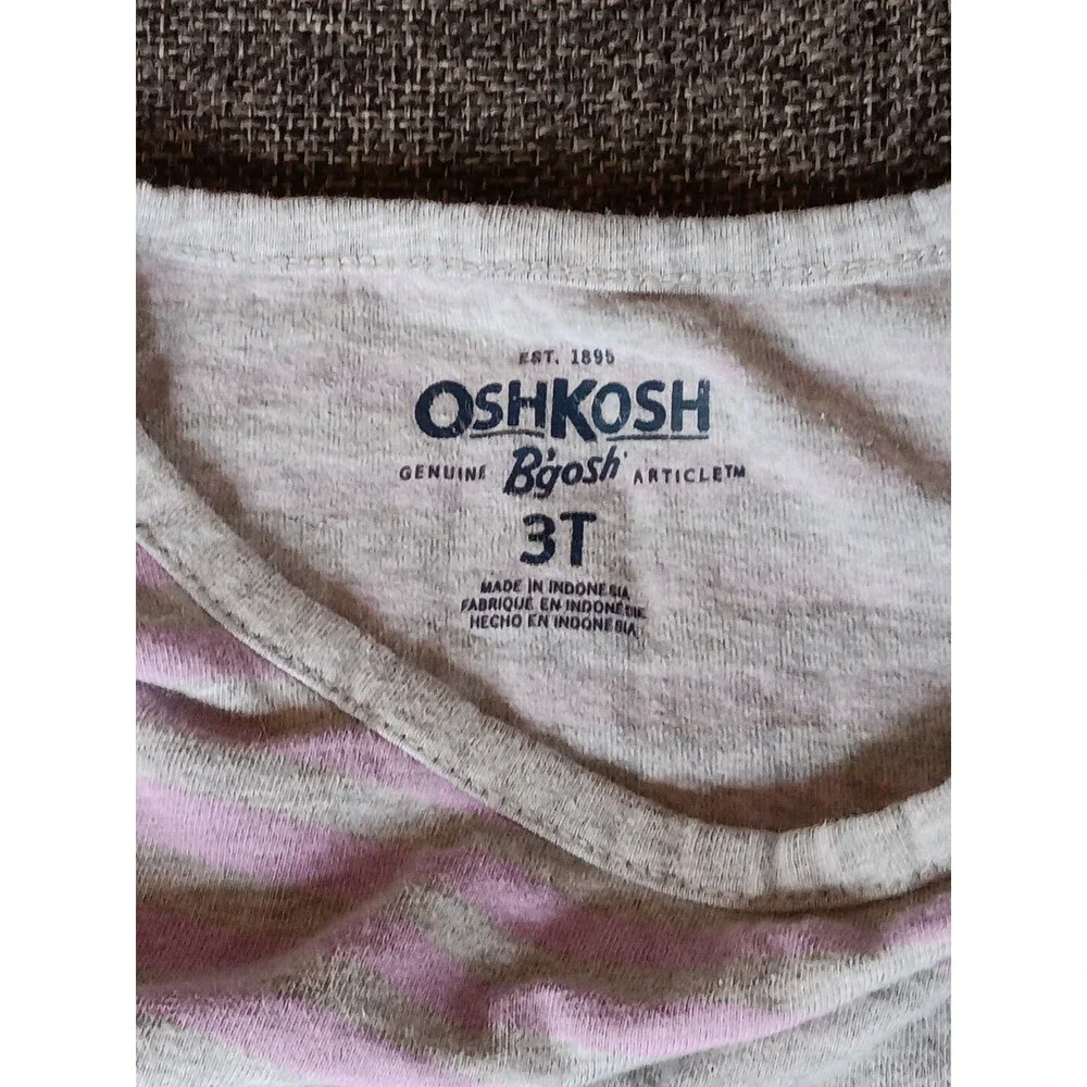 Osh Kosh Shirt Size 3T Girls 3/4 sleeve Blue Pink Purple Stripes